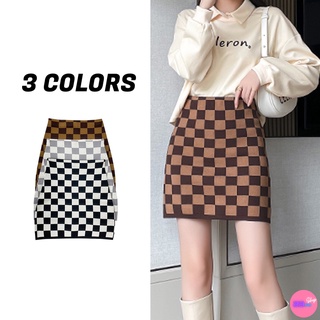 🚩Sale80%🚩กระโปรงไหมพรมลายตาราง ทรงเอ 3 สี