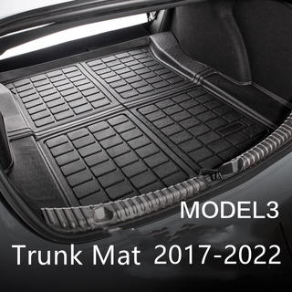 Tesla อุปกรณ์เสริมNew TE Car Rear Trunk Mat For Tesla Model 3 Waterroof rotective ads Cargo Liner Trunk Tray Floor Mat A