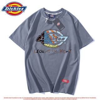 【100% cotton】เสื้อยืดผ้าฝ้ายแขนสั้น Dickies แบรนด์แฟชั่นยุโรปและอเมริกาสำหรับผู้ชายและผู้หญิงหลวมชุดกีฬานักเรียน1