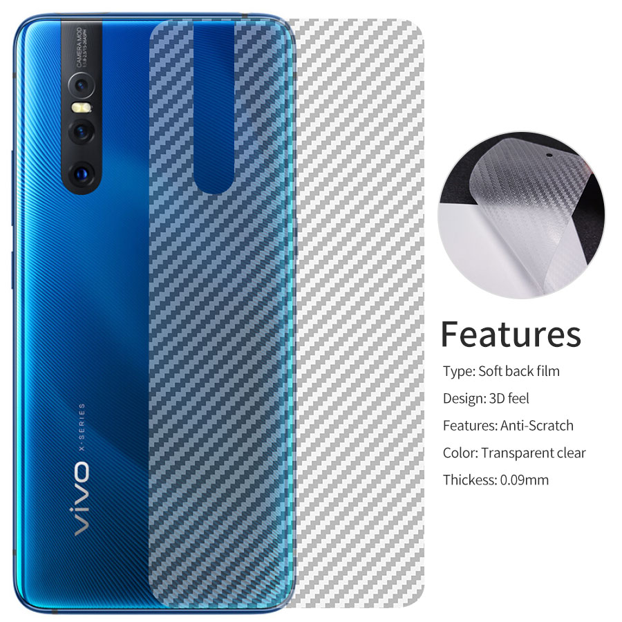 ฟิล์มสติกเกอร์คาร์บอนไฟเบอร์ กันรอยหน้าจอ ด้านหลัง สําหรับ Vivo X60 X70 Pro V19 V11i V15 V17 V19 S1 Y31 Y21s Y33s Y51A Y53s Y11 Y12i Y15 Y17 U10 Y19 Y31 Y51a Y52 Y71 Y72 Y77 Y81 Y81i Y91i Y95 Y93 Y12s Y12A Y20s(G) Y30i Y50 Y35 Y22s Y91C V20 V21e 5 ชิ้น