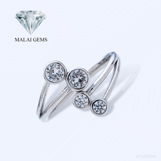 Malai Gems แหวนเพชร เงินแท้ 925 เคลือบทองคำขาว ประดับเพชรสวิส CZ รุ่น 071-2R30289 แถมกล่อง แหวนเงินแท้ แหวนเพชรแบบหุ้ม