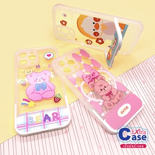 Case 7 7PLUS XS /X XR 11 12 12PROMAX 13PROMAX เคสมือถือนิ่มใส TPU กันเลนส์กล้องมีขาตั้งได้