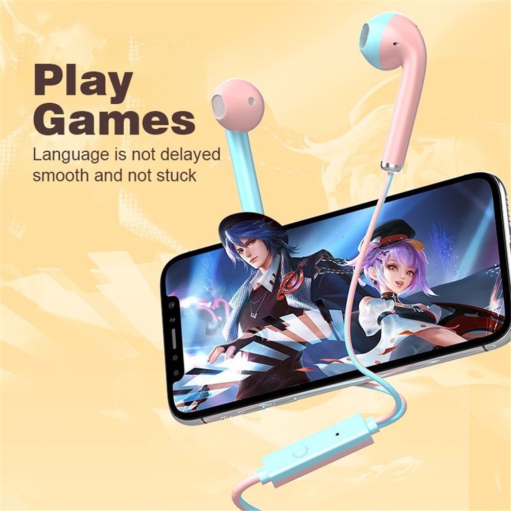 หูฟังอินเอียร์ แบบมีสาย สีมาการอง คุณภาพสูง ขนาด 3.5 มม. พร้อมไมโครโฟน ควบคุมระดับเสียง และกล่องเก็บของ