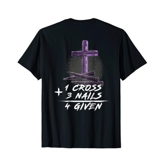 T-shirt  เสื้อยืด พิมพ์ลาย One Cross Three Nails Forgiven Cross Christian Faith สําหรับผู้ชายS-5XL