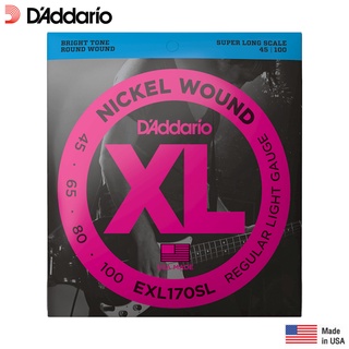 DAddario® EXL170SL สายกีตาร์เบส 4 สาย แบบ Nickel Wound ของแท้ 100% (Light / Super Long Scale, 0.045 - 0.100) ** Made in