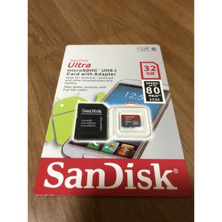 SanDisk MicroSDHC Ultra ความเร็ว 80MB/S ความจุ 32GB Class10