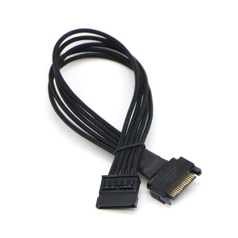 Sleeved Sata 15Pin Male To Female Power Extension Cable