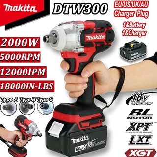 ใหม่ Makita ประแจกระแทกไร้สาย มอเตอร์ไร้แปรงถ่าน 18000IN-LBS 21V 2000W แรงบิด 1/2 นิ้ว 3 แบบ คุณภาพสูง 2021