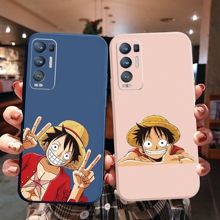 เคสโทรศัพท์ซิลิโคน แบบนิ่ม ลายการ์ตูนลูฟี่ ขอบตรง สําหรับ OPPO Reno6 Z 5G Reno 5 Pro 4 4G 3 Reno2 Z F