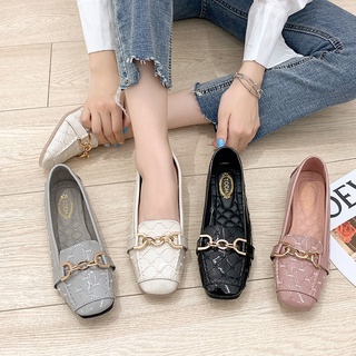 🌟รองเท้าขี้เกียจ, การตกแต่งพื้นผิวโลหะ ，รองเท้าผู้หญิงพื้นแบน Size 35-40 ♥️ สไตล์เกาหลี