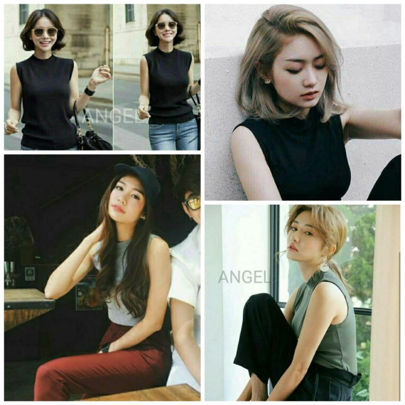 งานป้าย TOPSHOP : เสื้อแขนกุด คอกลมชิด ผ้าดีสุด