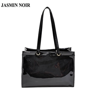 Jasmin NOIR กระเป๋าสะพายไหล่ กระเป๋าถือ หนัง PU ใบใหญ่ เรียบง่าย สําหรับสตรี