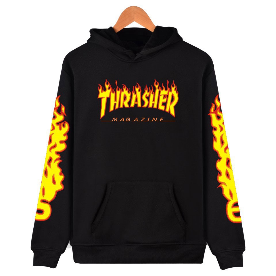 THRASHER Magazine เสื้อกันหนาวหมวกผ้าฝ้ายสำหรับผู้หญิง
