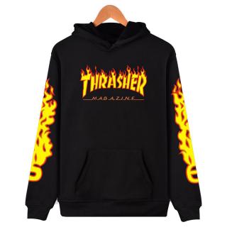 THRASHER Magazine เสื้อกันหนาวหมวกผ้าฝ้ายสำหรับผู้หญิง