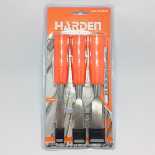 สิ่วด้ามไฟเบอร์ ตอกได้ HARDEN 3 ตัวชุด สิ่วแกะสลักไม้ สิ่วช่างไม้