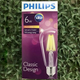 หลอดวินเทจ led ฟิลิปส์ 6w ขั้ว E27 แสง warm white led bulb