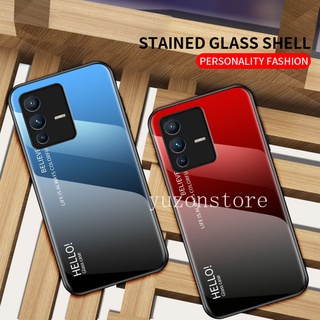 Shockproof Protective Casing for VIVO V23 5G Y21T Phone Case เคส Gradient Color Multicolor Tempered Glass Hard Back Cover เคสโทรศัพท