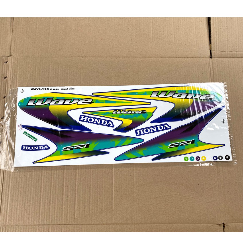 สติ๊กเกอร์ Wave 125R ปี 2002 ติดรถสีน้ำเงิน(เคลือบเงา)