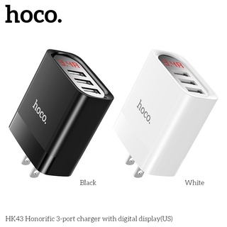 Hoco HK43 หัวชาร์จ usb 3 Port LED Display Fast Charge Adapter ชาร์จเร็ว Usb3.0 พร้อมจอบอกความเร็วขณะชาร์จ หัวชาร์จไฟบ้าน