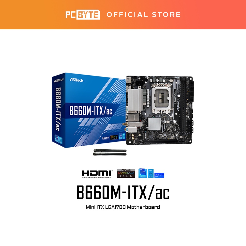 Asrock Intel B660M-ITX/ac Mini ITX LGA1700 เมนบอร์ด