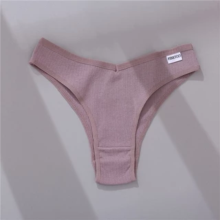 FINETOO Women Cotton Panty Lingerie Female Underwear 6 Solid Color Thongs For Woman Low-Rise Underpant Comfortable Sexy Bikini Briefs