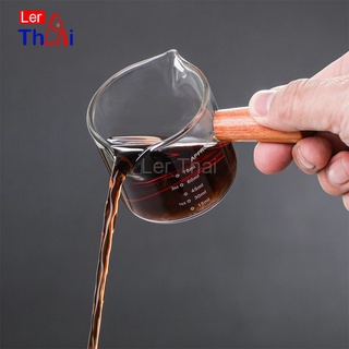 LerThai แก้วช็อต Espresso Shot ด้ามจับไม้ ขนาด 70 ml  และ 75 mlสินค้าพร้อมส่ง Measuring cup