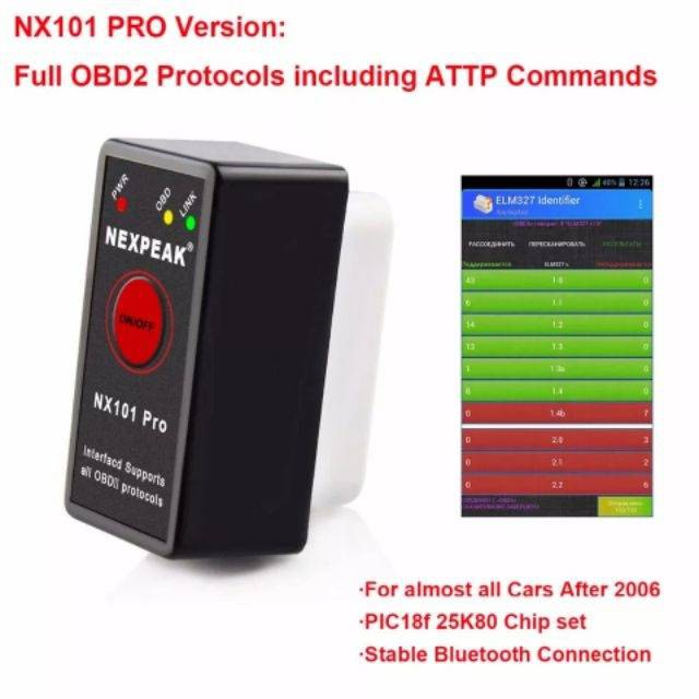 [ พร้อมส่งจากไทย ] [NEXPEAK NX101 PRO] ELM327 V1.5 Bluetooth OBD2 with Microchip Pic18F25K80 we