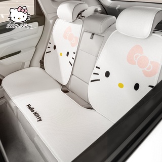 Hello Kitty เบาะรองนั่ง ผ้าเรยอน ลายการ์ตูนเฮลโลคิตตี้ แบบสากล แฟชั่นฤดูร้อน สําหรับรถยนต์