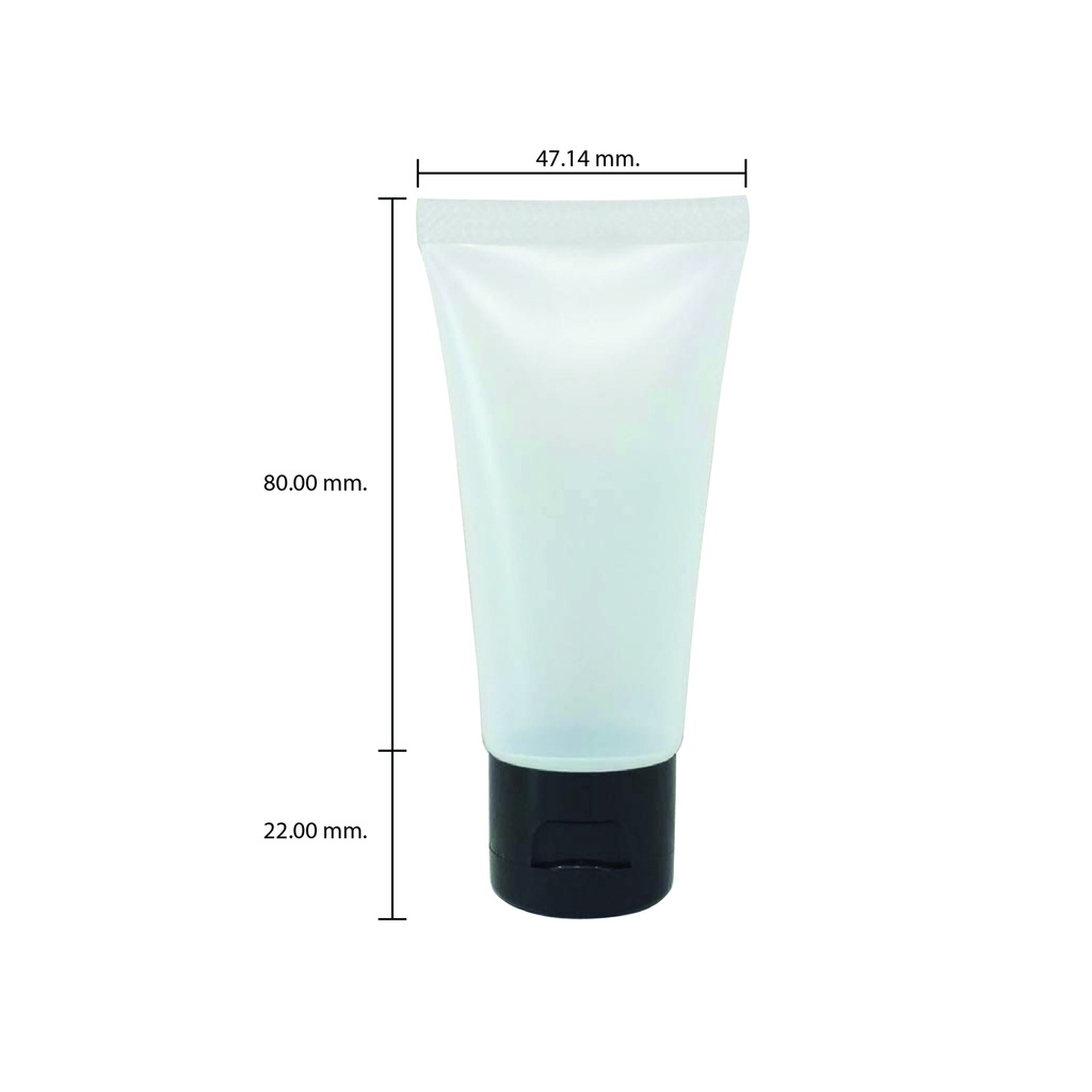 หลอด 30ml สีใส ไม่เคลือบ ฝาสีดำ  ขายเป็นชุด 20ชิ้น 50ชิ้น 100ชิ้น (30x80x8)