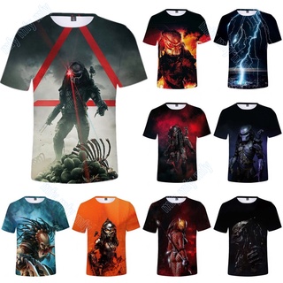 Hot Movie The Predator T-shirt Mens เสื้อยืดพิมพ์ลายคอกลมแขนสั้นลำลองผู้ชาย