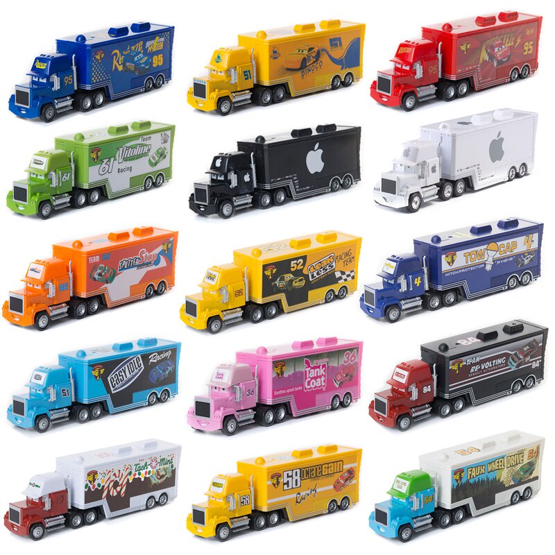 โมเดลรถบรรทุก Pixar Auto 3 Speelgoed Mack Oom Truck Collection Mcqueen Jackon Torm 1:55 Diecat ของเล่นสําหรับเด็ก