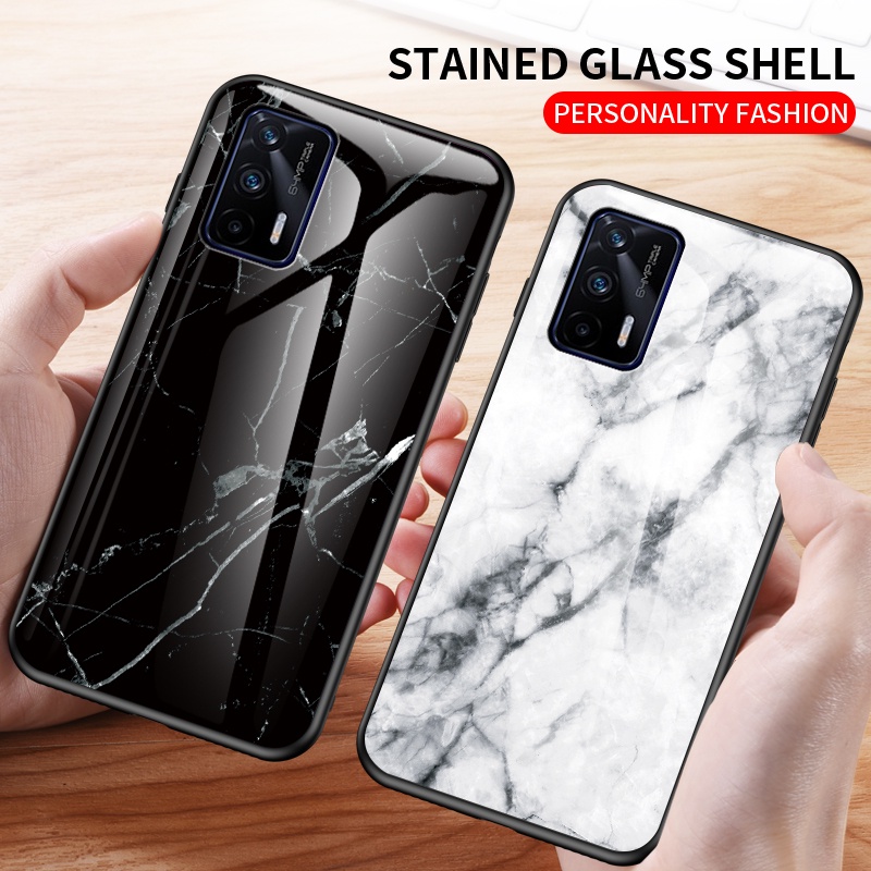 เคสโทรศัพท์มือถือกระจกนิรภัย TPU แบบนิ่ม ลายหินอ่อน สําหรับ Realme GT Neo2 GT Master GT2 Pro V3 V11 Narzo 50A 50i Narzo50A