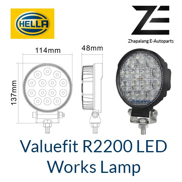 ไฟทํางาน HELLA Valuefit R2200 LED 6000K 2200 Lumen IP6K9K สายเชื่อมต่อกันน้ํากันฝุ่น 800 มม.