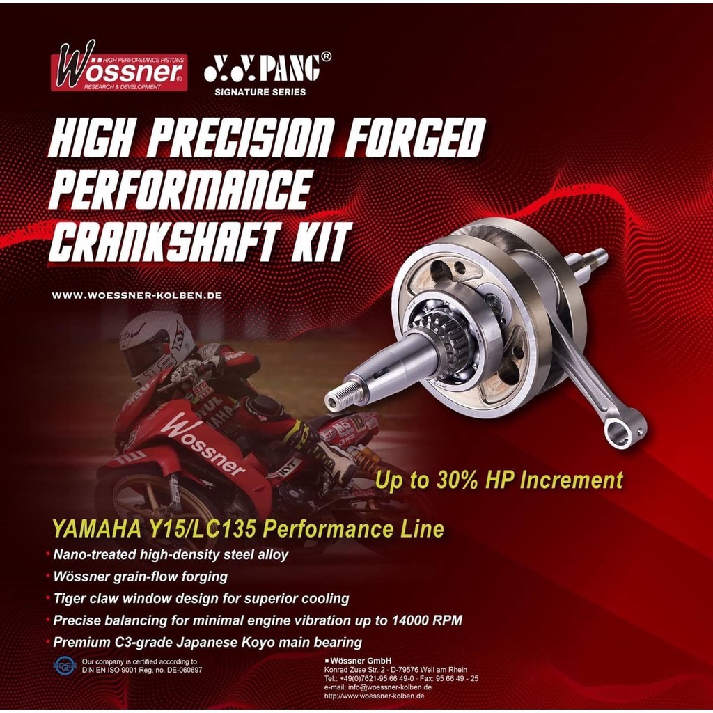 YYPANG Y15ZR / LC135 5s JACK ROD +1.5 /+4.5 CRANKSHAFT SET (WOSSNER GERMANY)