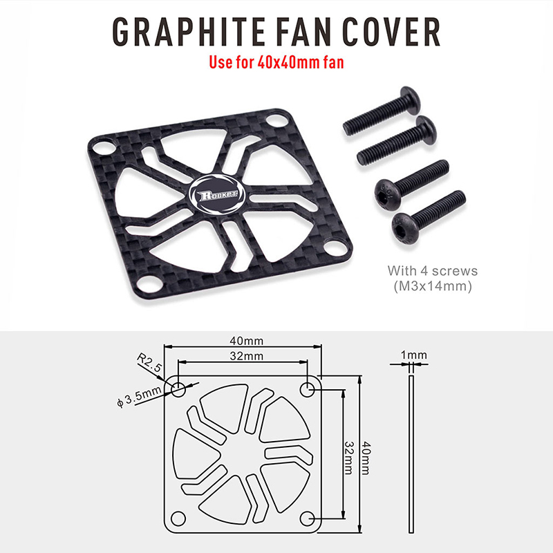 * Rocket 40x40MM Carbon Cooling Fan Cover & M3 * 14 มม.สกรู RC Motor / ไฟฟ้าควบคุมพัดลมฝาครอบป้องกัน *