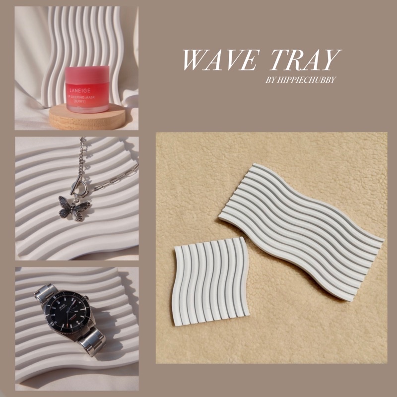 🌊พร้อมส่ง🌊ถาดคลื่น ถาดปูนถ่ายรูปสินค้า ถาดปูน พร็อพถ่ายรูปสินค้า ถาดรองเทียนหอม แต่งบ้านสไตล์มินิมอล