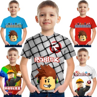 เสื้อยืดแขนสั้น พิมพ์ลายการ์ตูน Roblox สวมใส่สบาย แฟชั่นฤดูร้อน สําหรับเด็กผู้ชาย