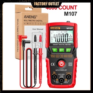 มัลติมิเตอร์ ANENG M107 M108 2A 500V AC/DC 4000 counts มัลติฟังก์ชั่น พื้นฐาน ระบุอัตโนมัติ ความแม่นยําสูง อัตโนมัติ ดิจิตอล ขนาดเล็ก ไม่มีแบตเตอรี่ เครื่องทดสอบแอมมิเตอร์