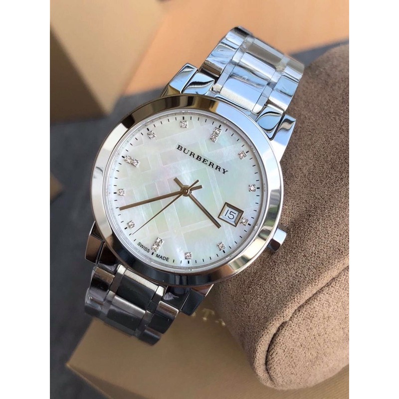 BU9125 Burberry size 34 mm. สายและตัวเรือนทำจาก stainless steel สีเงิน |  Shopee Thailand