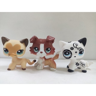 Littlest Pet Shop ฟิกเกอร์แอกชัน LPS รูปสุนัข และแมว ของเล่นสําหรับเด็ก 101b 3 ชิ้น ต่อล็อต