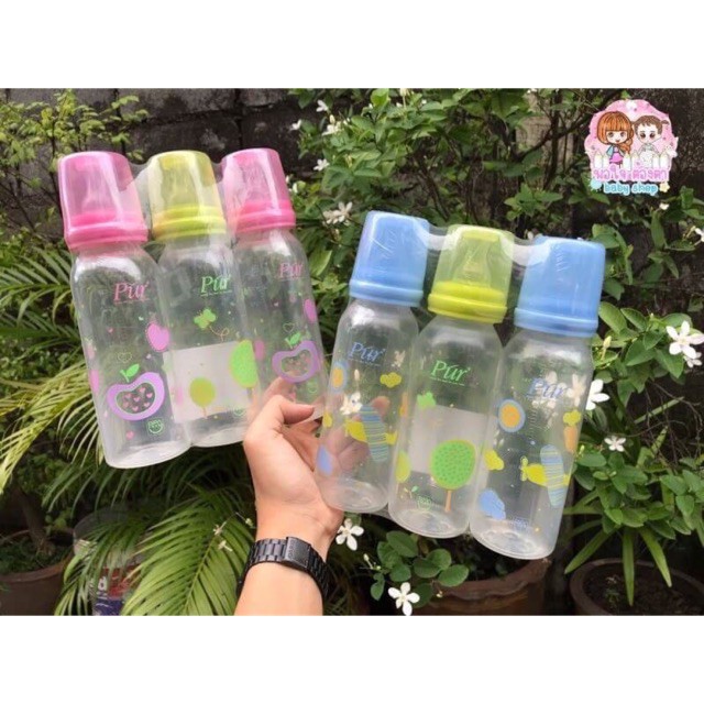 PTS ขวดนม  ขวดนมและจุกนม  คอแคบ 8 ออนซ์ แพค 3 ขวด