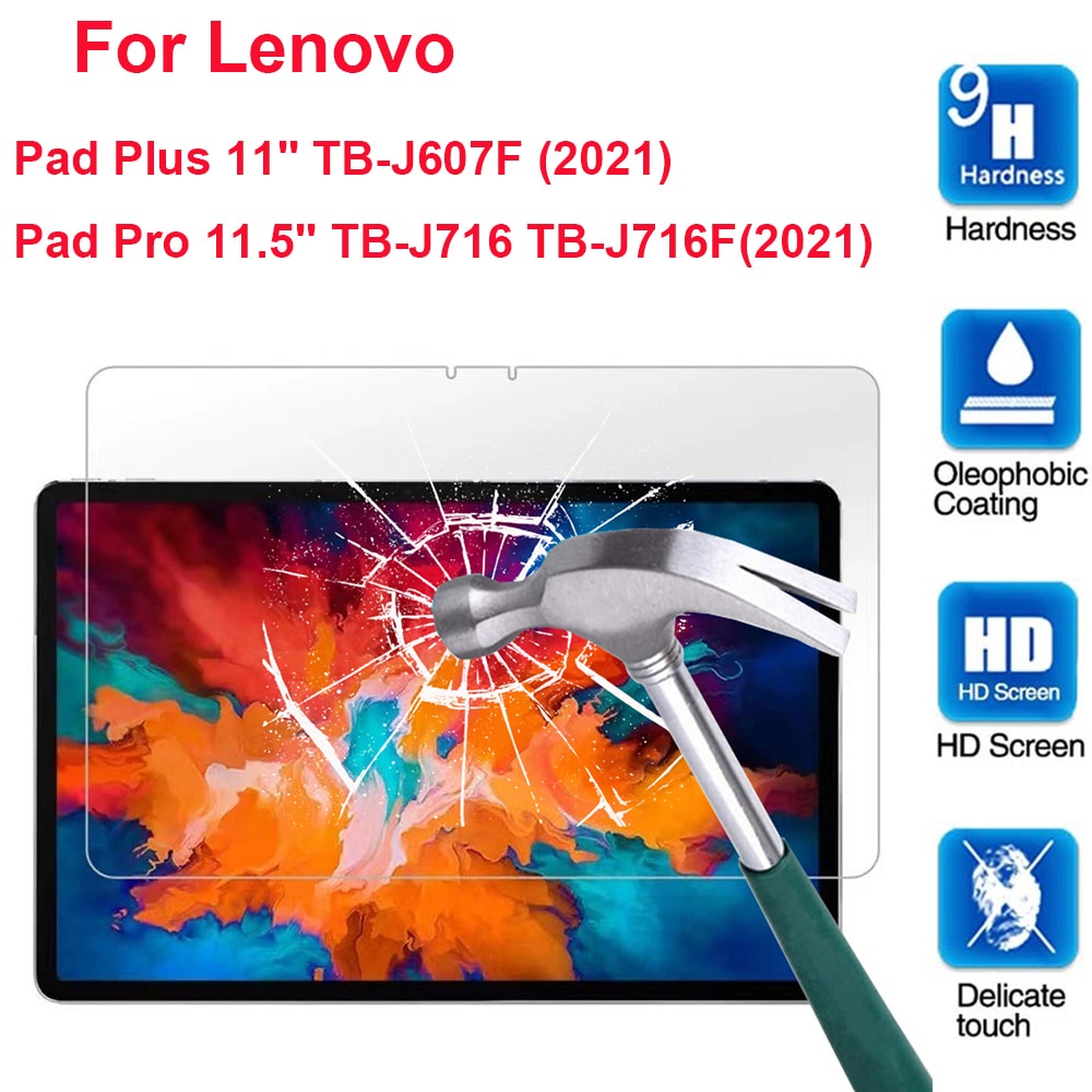 9H กระจกนิรภัยสําหรับ Lenovo Xiaoxin Pad Plus 11 "Tb-J607F Pad Pro 11.5" Tb-J716F (2021) แท็บเล็ตกันรอยหน้าจอ 2 ชิ้น
