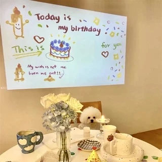 🎂 💌 ต้องสั่งซื้อเครื่อง+ฟิล์ม!!!เครื่องฉายภาพ HBDโปรเจคเตอร์ฉากหลังวันเกิด INSปาร์ตี้วันเกิด โคมไฟโปรเจคเตอร์งาน