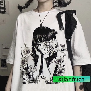 การ์ตูนสยองขวัญ Harajuku เสื้อยืดสยองขวัญการ์ตูน Gothic การ์ตูนอะนิเมะพิมพ์ Punk ญี่ปุ่น T เสื้อ TOP Vogue Unisex สไตล์ว