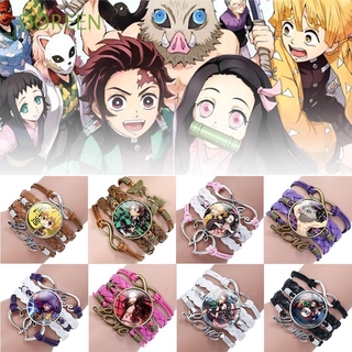 Doreen Classic Anime Demon Slayer สร้อยข้อมือสายหนัง Pu หลายชั้นสําหรับผู้ชายผู้หญิง