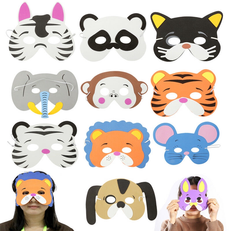 10ชิ้น/เซ็ต อีวา การ์ตูนสัตว์ป่าหน้ากาก,ชุดวันหยุด,สัตว์ป่าของขวัญวันเกิด,ของเล่นปาร์ตี้,อุปกรณ์งานเลี้ยงเด็ก,และงานรื่นเริง