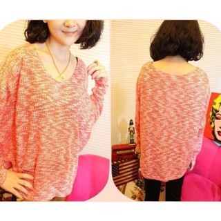 Knit Sweater เสื้อสเวตเตอร์ไหมพรม โทนสีส้ม-ขาว