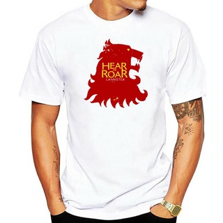 เสื้อยืดผ้าฝ้ายพิมพ์ลายขายดี เสื้อยืด พิมพ์ลายการ์ตูนอนิเมะ House Lannister Hear Me Roar สีขาว สไตล์ฮิปฮอป สําหรับผู้ชาย