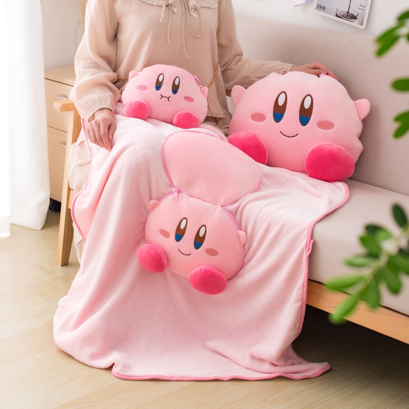 หมอนผ้าห่ม สีชมพู Kirby'S Dream Land มัลติฟังก์ชั่น แบบ 2 In 1