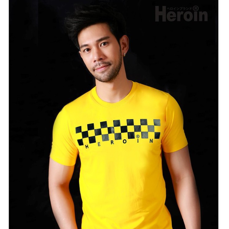 ค่าของเงินHeroin เสื้อยืดสีเหลือง รุ่นหมากรุกS-3XL